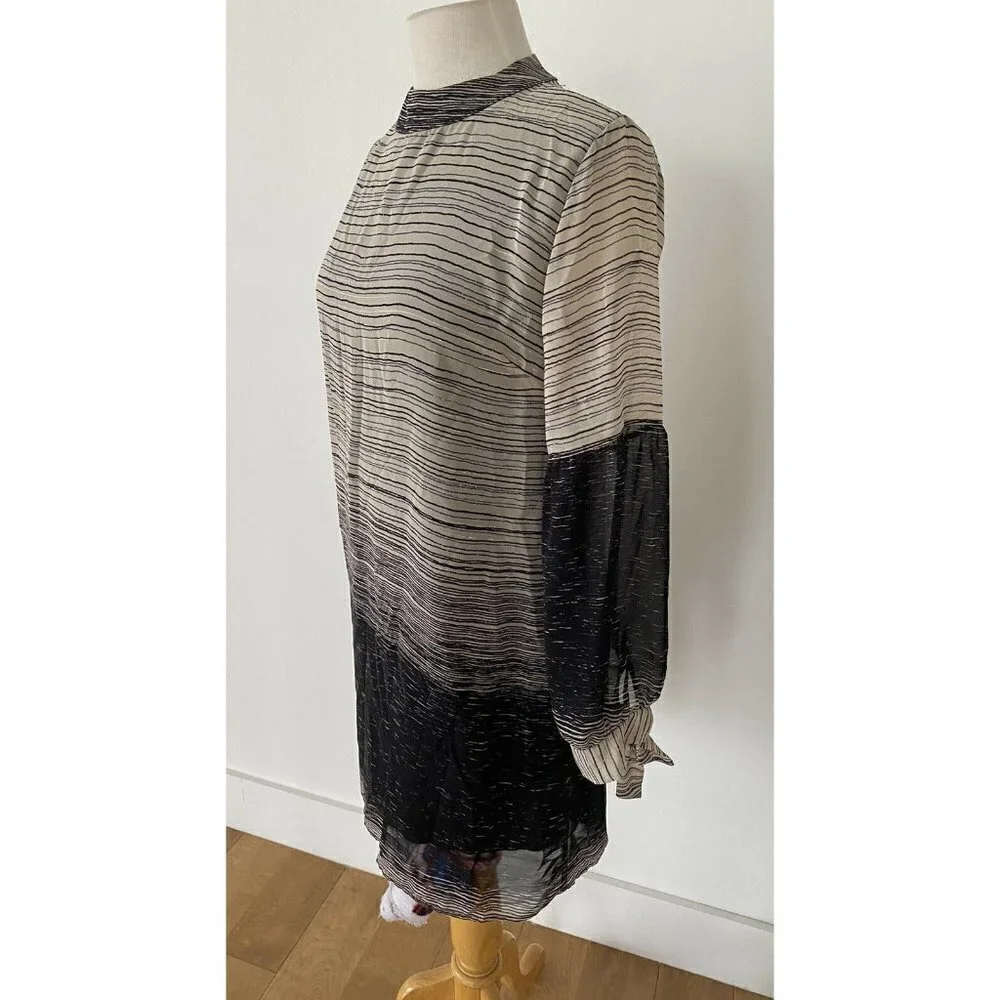 Fab'rik Striped Mock Neck Tunic Top Swing Dress - Picture 3 of 6